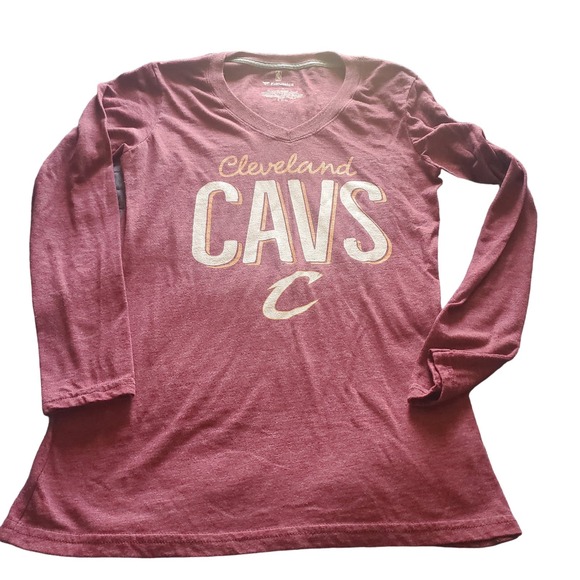 Cleveland Cavaliers Size S Garnet Nostalgia Long Sleeve Tri-Blend V-Neck T-Shirt - Picture 1 of 5